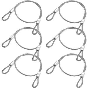 Roestvrijstalen kabel met lussen - 6 stuks - voor verlichting en bagageslot - 30 cm x 2 mm/118 inch x 008 inch