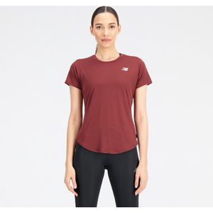 New Balance Accelerate Short Sleeve Top Dames Sporttop - NB BURGUNDY - Maat S