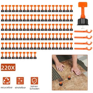 Herbruikbare tegels levelling systeem set voor vloertegels en wandtegels 220 stuks - Tegels Levelling Systeem Set - Herbruikbaar Tegelnivelleringssysteem - Perfecte Tegeluitlijning in een Handomdraai