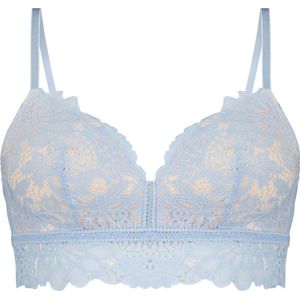 Hunkemöller Dames Lingerie Voorgevormde longline bh zonder beugel Shiloh - Blauw - maat D80