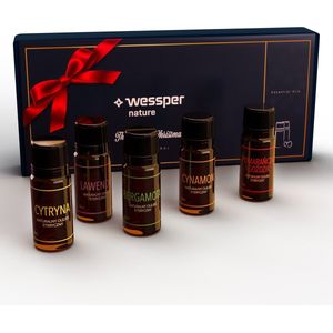 Kerst etherische olie set van 5 stuk - Kerstmix - ideaal als Kerstmis cadeau in giftbox