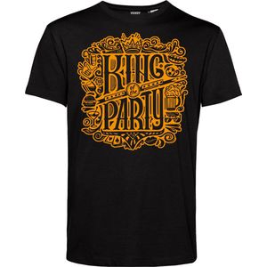 T-shirt King Of The Party | Koningsdag kleding | Oranje Shirt | Zwart | maat 5XL