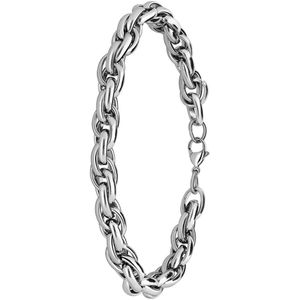 Lucardi Heren Stalen schakelarmband - Armband - Staal - Zilver - 21 cm