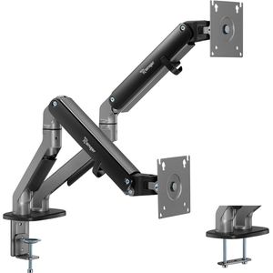 Ranqer Pro Dual Monitorbeugel - Monitorarm - 2 schermen - 17 tot 32 inch schermen - VESA-montage - kantel- en draaibaar - space grey