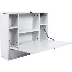 LiveTastic - Bureau - Kaptafel - Werkplek - Computertafel - Opklapbaar - Opvouwbaar - Wand - Ruimte besparend - Wit - 60 x 50 x 15 cm