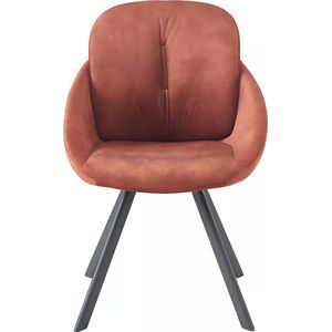 Vente-unique Set van 2 stoelen met fluweel en metalen armleuningen - Terracotta - BUSSELTON L 59 cm x H 86 cm x D 67 cm