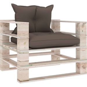 The Living Store Pallet Armstoel Tuin - 80 x 67.5 x 62 cm - Grenenhout - Taupe