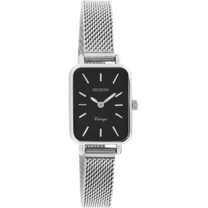 OOZOO Vintage series - zilverkleurige horloge met zilverkleurige metalen mesh armband - C20267
