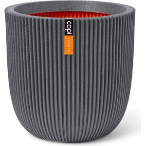 Capi Europe - Bloempot bol Groove NL - 43x41 - Donkergrijs - Opening Ø35 - Bloempot voor binnen en buiten - Levenslang garantie - Breukbestendig - 100% Recyclebaar - CO2 Neutraal geproduceerd - KGVDG933