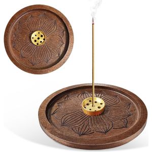 Wierook Houder Houten Lotus - 1 Stuk - Voor Wierook Stokken - Meditatie en Yoga