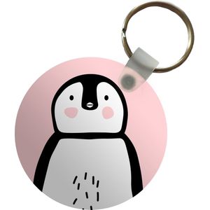 Sleutelhanger - Pinguïn - Kind - Roze - Plastic - Rond - Uitdeelcadeautjes