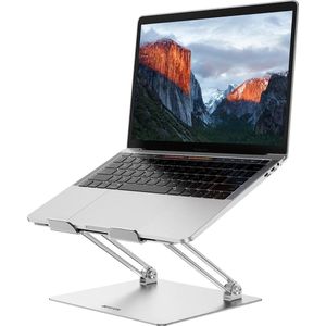 LS10 aluminium laptophouder, ergonomische verstelbare notebookstandaard, Riser houder computerstandaard compatibel met MacBook Air Pro, Dell, HP, Lenovo meer 10-14 inch laptops (Zilver)