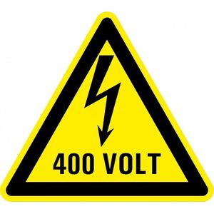 Sticker elektriciteit waarschuwing 400 volt 150 mm