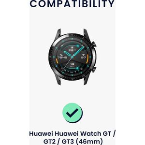 kwmobile horlogeband geschikt voor Huawei Huawei Watch GT / GT2 / GT3 (46mm) -Armband voor fitnesstracker van leer in zwart