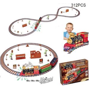 XXL Elektrische Trein Set -met drie cirkels treinbanen -Elektrische Trein speelgoed voor kinderen - stoomtrein speelgoed, kersttrein met rook, geluiden, lichten, rails, stoomlocomotief, kerstcadeau voor jongens en meisjes vanaf 3 jaar