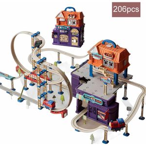 XXL Elektrische Trein Set(207PCS) met doos(station) -met DIY cirkels treinbanen -Bouwstenen van meerdere scènes-Elektrische Trein speelgoed voor kinderen - Elektrische trein voor jongens en meisjes vanaf 3 jaar