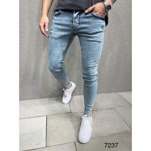 Mannen Stretchy Skinny  Jeans Hole Slim Fit Denim Hoge Kwaliteit Jeans - W36