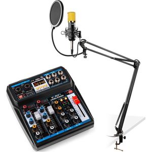 Podcast starterset - Vonyx podcast starterset met CMS400B studiomicrofoon met verstelbare microfoonarm en VMM-P500 USB mixer met Bluetooth - Complete set, plug-and-play!