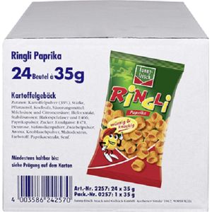 Funny-Frisch Ringli aardappelsnack met paprikasmaak 24 x 35 g zakjes