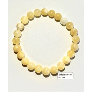 Gele calciet armband 6 mm zonnevlecht
