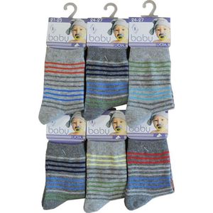 Baby sokjes kleur streepjes  - maat 19/20 - 12 paar - 90% KATOEN - Zonder naad aan de teen