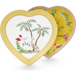 Pip Studio La Majorelle Hartvormige Borden - Servies - Set van 2 ontbijtborden - Geel - 21.5cm