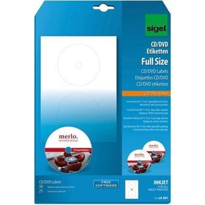 CD etiket Sigel inkjet 117mm gecoat doos à 25 vel