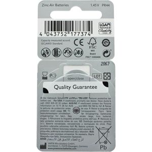 Rayovac-batterij voor hoortoestellen H675MF nr. 675 PR44 Extra Advanced, 630 mAh 6 stuks in een blister