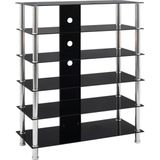 vidaXL Hifi-meubel 90x40x113 cm gehard glas zwart VDXL_280096