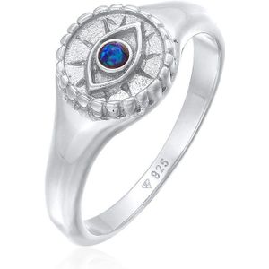 Elli Dames Ring Dames Zegel Boze Oog met Synthetische Opaal in 925 sterling zilver verguld