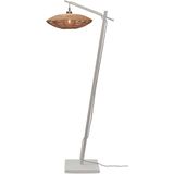 GOOD&MOJO Vloerlamp Tanami - Bamboe Wit/Rotan - 63x40x150cm - Modern - Staande lampen voor Woonkamer - Slaapkamer