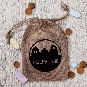 Label2X - Pepernootzakje - Hulppietje huisjes jute - Sinterklaas cadeau - Sinterklaas versiering - Sinterklaas decoratie