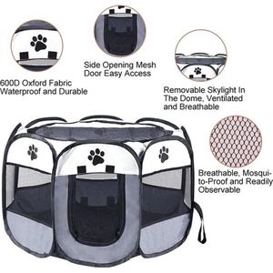 Puppybox, dierenbox, opvouwbaar, voor honden, puppyuitloop, Oxford-weefsel, waterdichte box voor honden, konijnen, cavia's, katten, voor binnen of buiten, 73 x 73 x 43 cm, grijs [Energieklasse A]