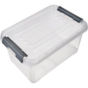 oCreon Curver Opbergdoos Handy Plus 6L met Deksel - Transparant -Zilver - 24x16x14 cm