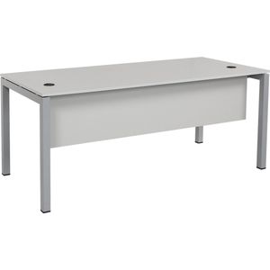Furni24 Tetra bureau, homeoffice, bureautafel 180 x 80 x 75 cm, grijs decor/zilver RAL 9006 inclusief kabelgoot