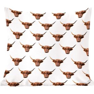 Sierkussens - Kussentjes Woonkamer - 50x50 cm - Patroon - Schotse hooglander - Dieren