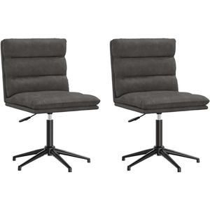 vidaXL - Eetkamerstoelen - 2 - st - kunstleer - zwart