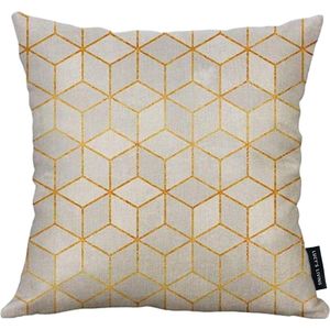 Lucy’s Living Luxe Sierkussen Linnen KUBE - goud - 45 x 45 cm - wit - kussen - kussens - fluweel - wonen - interieur