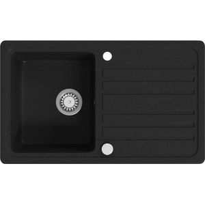 Granieten Gootsteen - Omkeerbaar en Krasbestendig Granieten Spoelbak - Gootsteen - Keukenspuit - Wastafel - Spoelbak Zwart