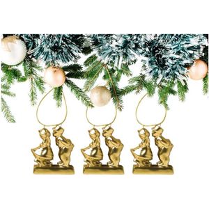 Kersthanger - set van 3 - kerstornament - kerstboomversiering figuurtjes - goud