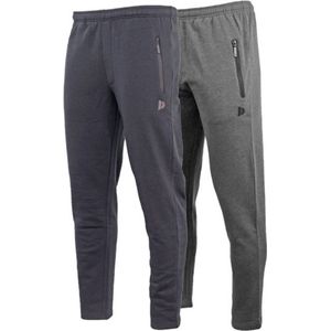 2-Pack Donnay - Joggingbroek met rechte pijp - sportbroek - Heren - Maat L - Navy/Charcoal-marl (1397)