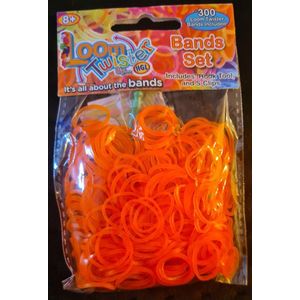 Loombandjes - Neon Oranje - 300 stuks - Loom bandjes - Loom Twister - Loomelastiekjes - Elastiekjes - Inlcusief S-Clips / Haakjes