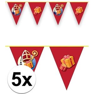 5x Sinterklaas slinger / vlaggenlijn - 1000 cm - Sint versiering