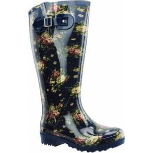 Regenlaarzen WIDE WELLIES Blauw flowers Kuitwijdte L (40 cm) maat 40