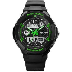 West Watches Model Storm Kinderhorloge Jongen Analoog Digitaal – Sport - Chronograaf – Shockproof - Ø 42 mm - Groen