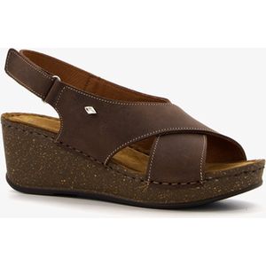 Hush Puppies leren dames sleehak sandalen bruin - Maat 39