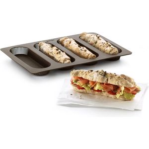 Siliconen mini baguette bakvorm set van 4 - kleurrijk - 29 x 20 x 8 cm 4-delig.
