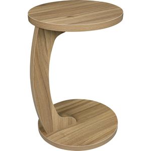 ShopEighty8 - Bijzettafel - Ronde Bijzettafel - C-Vorm Salontafel - Kleine Opbergtafel - Plantentafel - Tafelblad Ø38 CM x 55 CM Hoog - MDF - Licht Eiken