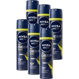 NIVEA MEN Deep Sport Deodorant Spray - Anti-Transpirant Deo - 6 x 150ml - Voordeelverpakking