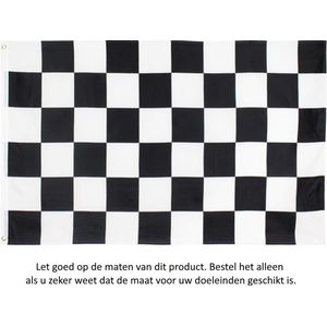Geblokte Vlag 150x90CM - Race Startvlag - Finishvlag - Zwart Witte Blokken - Black White Square Car Racing Checkered - Flag Polyester